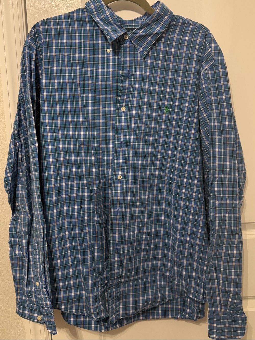 Ralph Lauren Blue Green Plaid Button-Down Shirt
